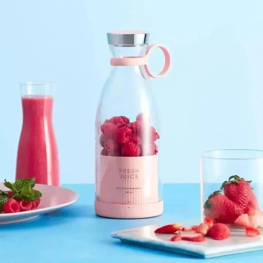 Mini Electric Juicer Blender Pink Transparent Portable