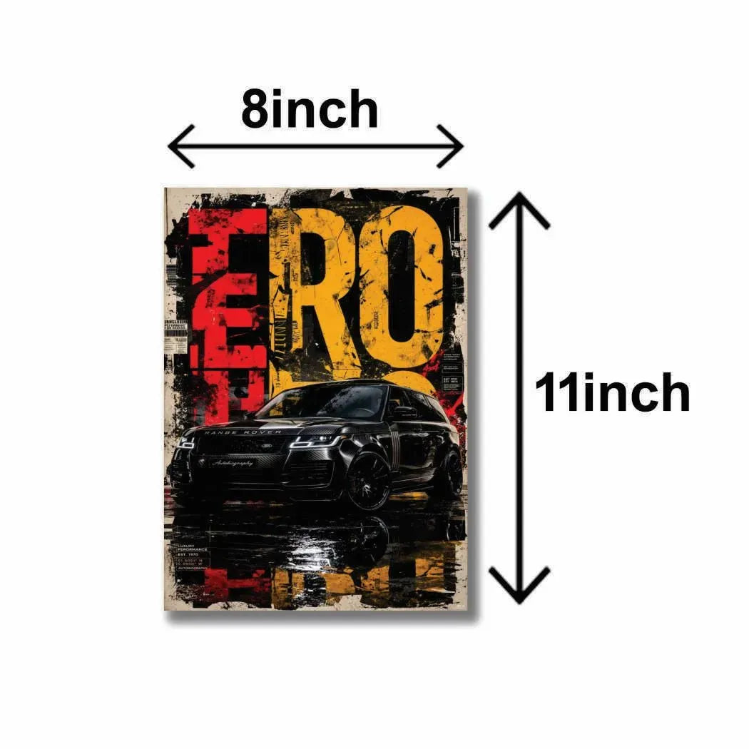 6 Pcs Multicolor Car Wall Art 8x11 Inch