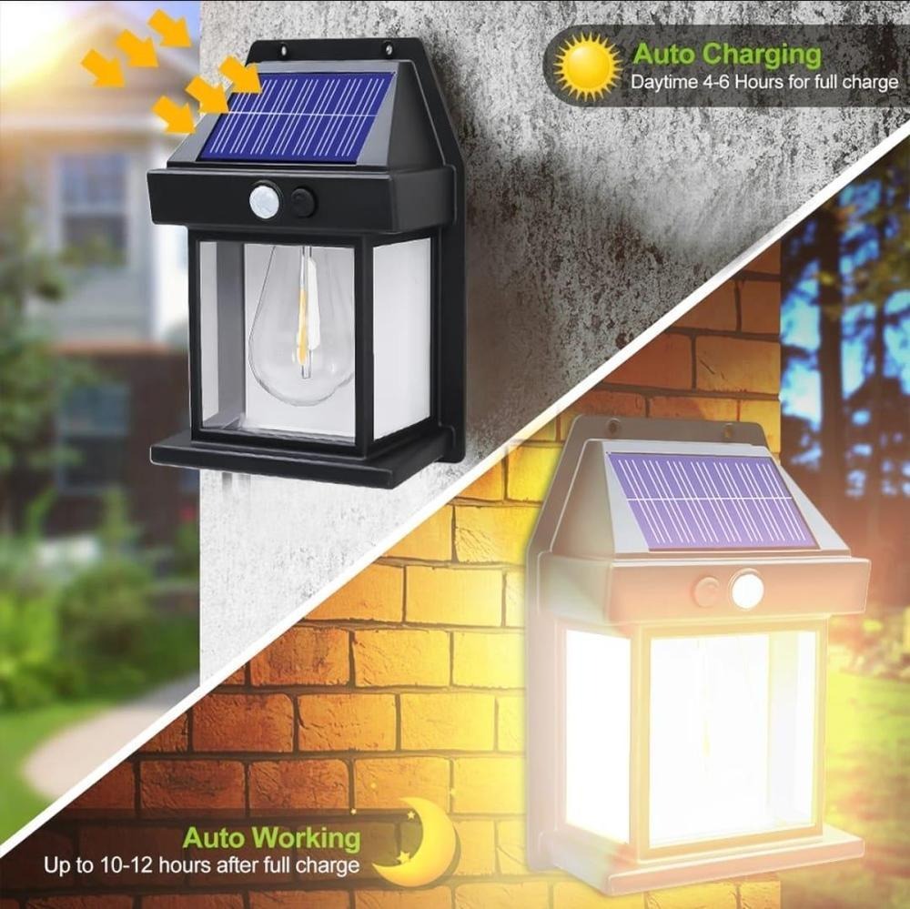 Motion Sensor Solar Light Black White ABS Garden Pathway