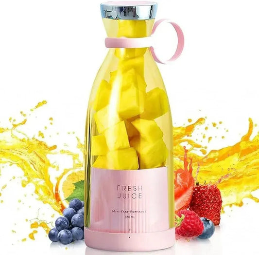 Mini Electric Juicer Blender Pink Transparent Portable