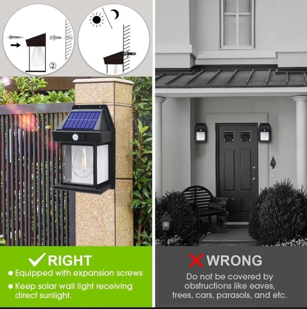 Motion Sensor Solar Light Black White ABS Garden Pathway