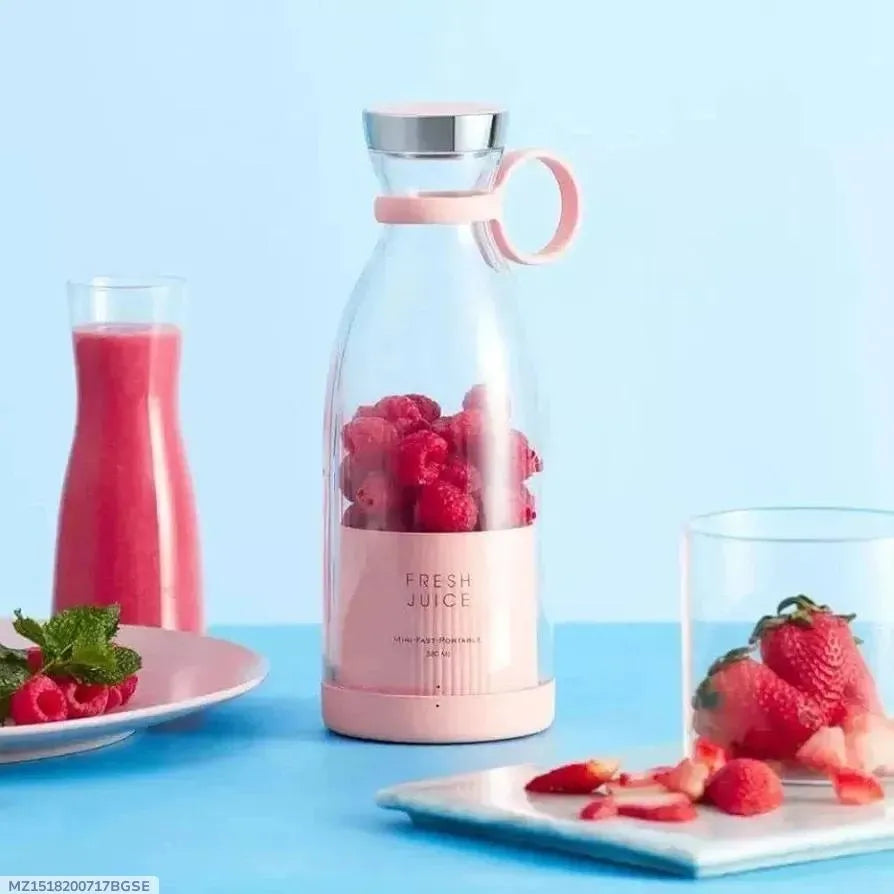 Mini Electric Juicer Blender Pink Transparent Portable